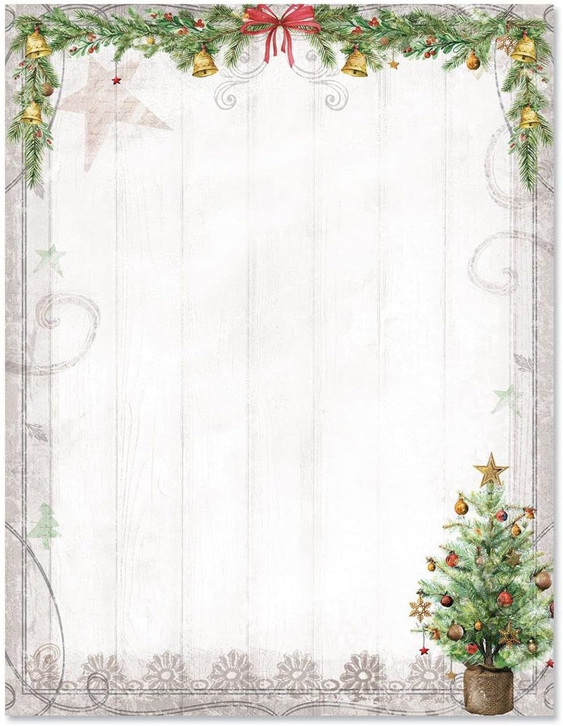 Current Tiny Trees Holiday Letter Paper - Set of 25 Christmas stationery papers are 8 1/2" x 11", compatible computer paper - Image 1